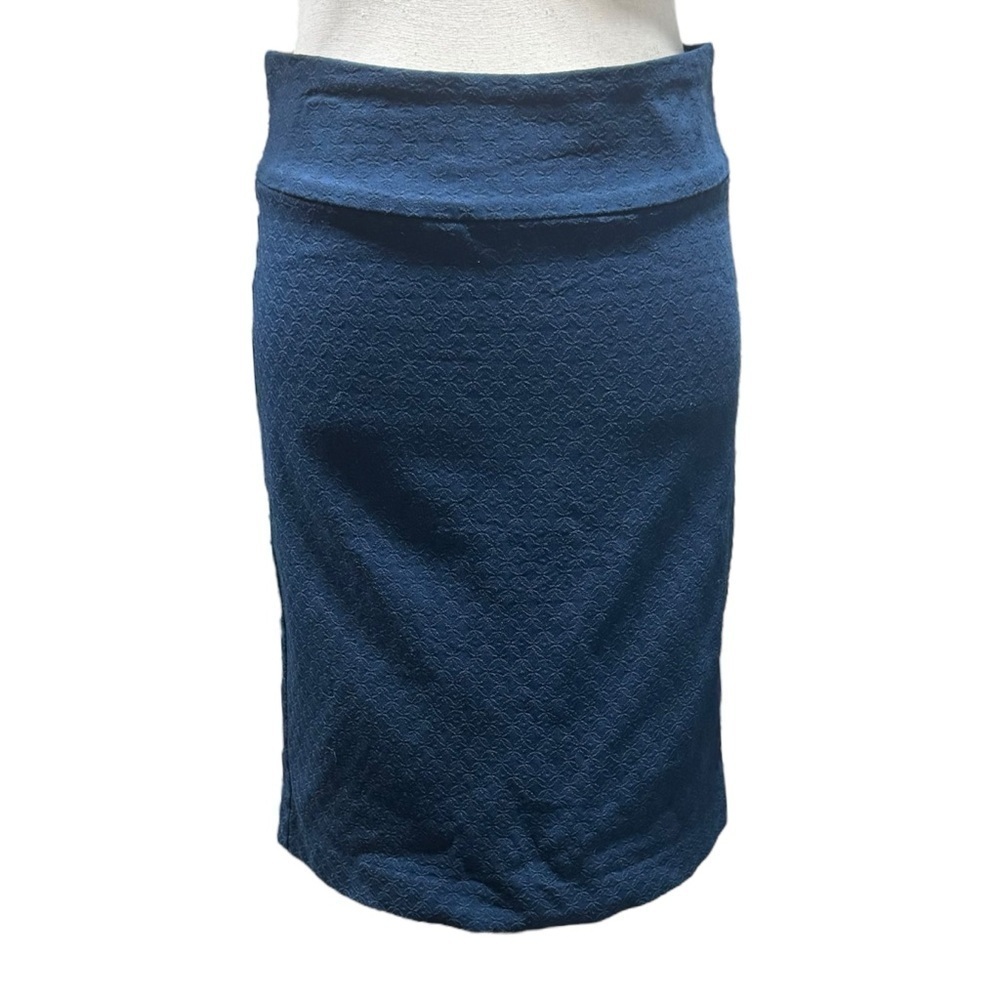 Margaret M Navy‎ Stretch Pencil Skirt Medium Pull On Abstract Geometric Office